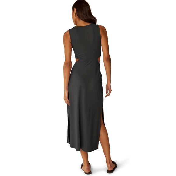 BEYOND YOGA Around The World Front Twist Dress Small Black Sleeveless NWT - Picture 2 of 10